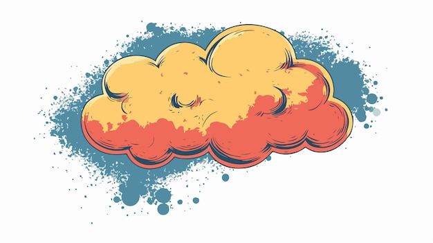 Vector whimsical cartoon cloud with thought bubble in grunge style