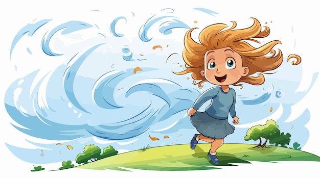 Vector whimsical cartoon gust of wind stock illustration