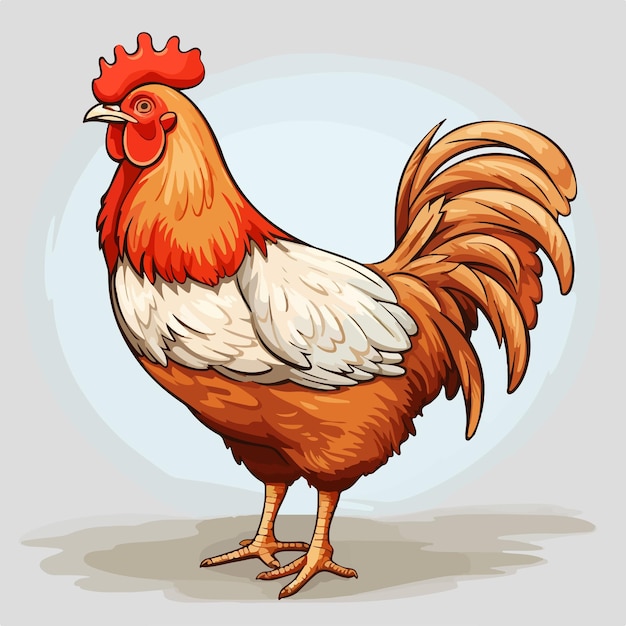 Whimsical Cartoon Hen Illustration on White Background