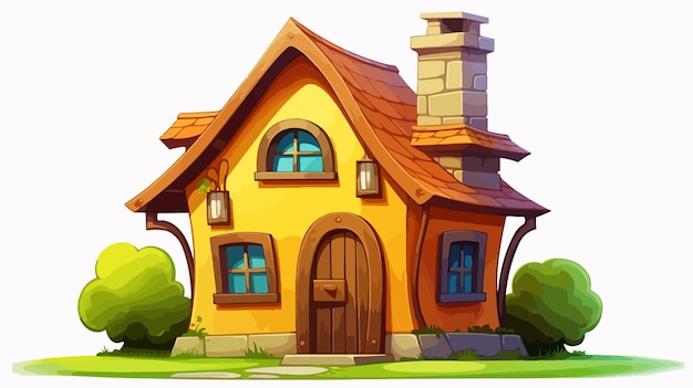 Vector whimsical cartoon house with sign vector illustration