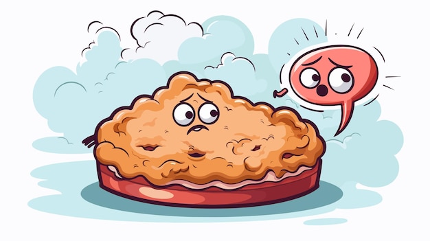 Vector whimsical cartoon pie with distressed thought bubble