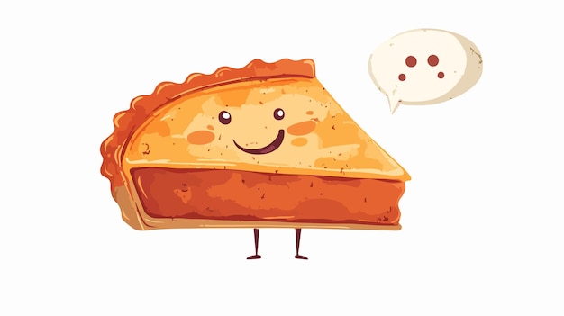 Vector whimsical cartoon pie with speech bubble in grunge design