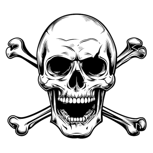 Whimsical Cartoon Skull and Bones Illustration