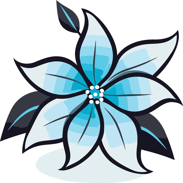 Vector a whimsical cartoonstyle blue flower with bold black outlines