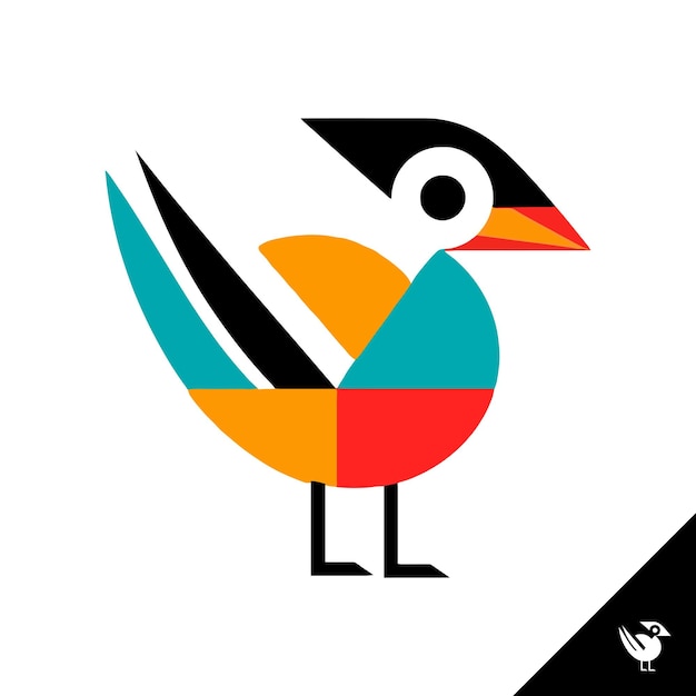 Vector whimsical cute colorful bird logo design