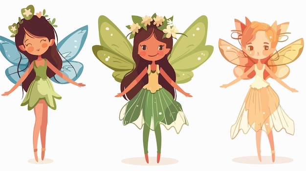 Vector whimsical cute fairy cartoon illustration on white background