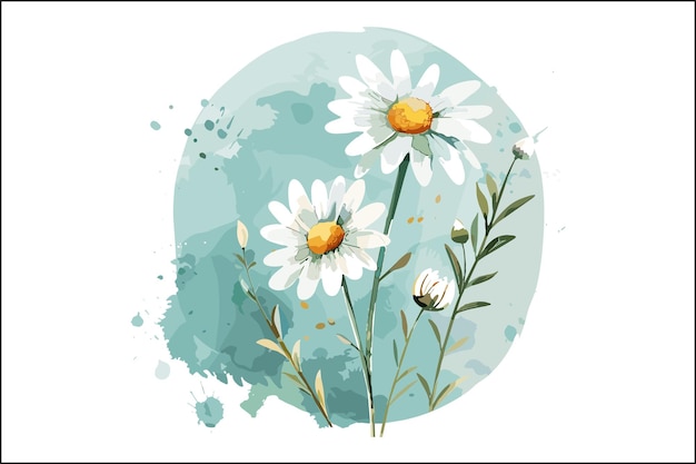 Vector whimsical daisy watercolor design