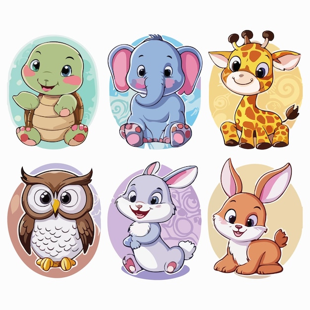 Whimsical Disney Style Cartoon Animal Sticker Collection 8 Delightful Characters