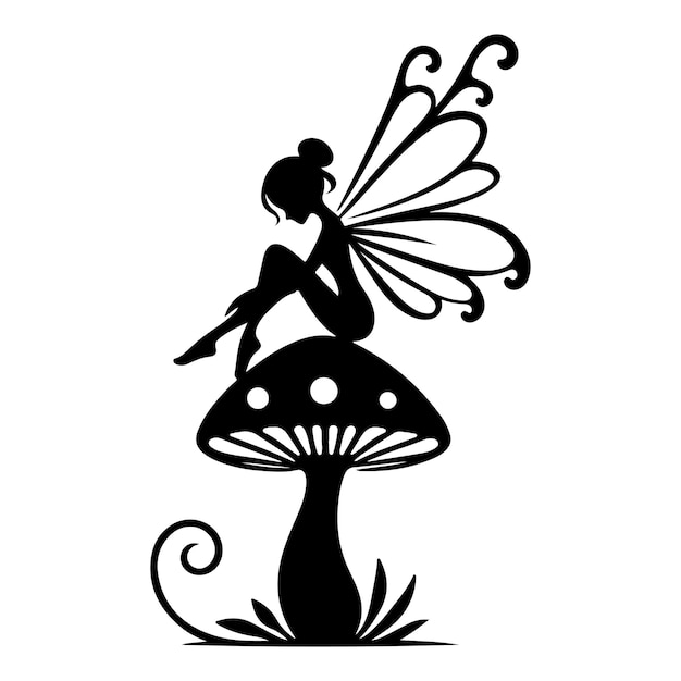 whimsical fairy sitting on a mushroom_C