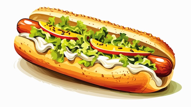 Whimsical Handdrawn Black and White Cartoon Hotdog Illustration