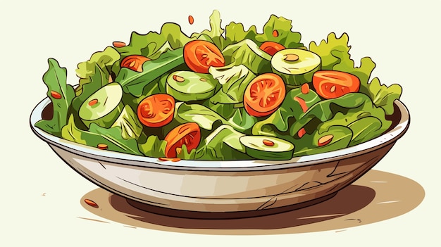 Whimsical Handdrawn Cartoon Salad Vector Illustration for Creative Projects