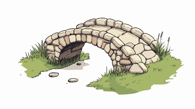 Vector whimsical handdrawn stone bridge cartoon doodle