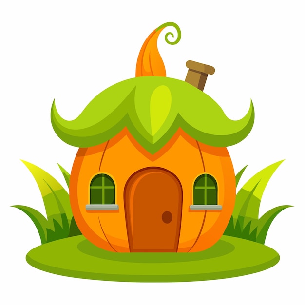 Whimsical Pumpkin House Illustration