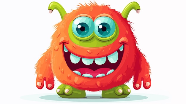 Whimsical Red and Green Striped Cartoon Monster Illustration