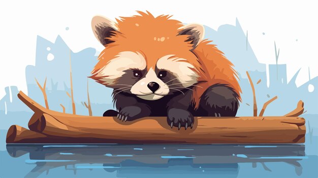 Whimsical Red Panda Cartoon Illustration with Sad Expression