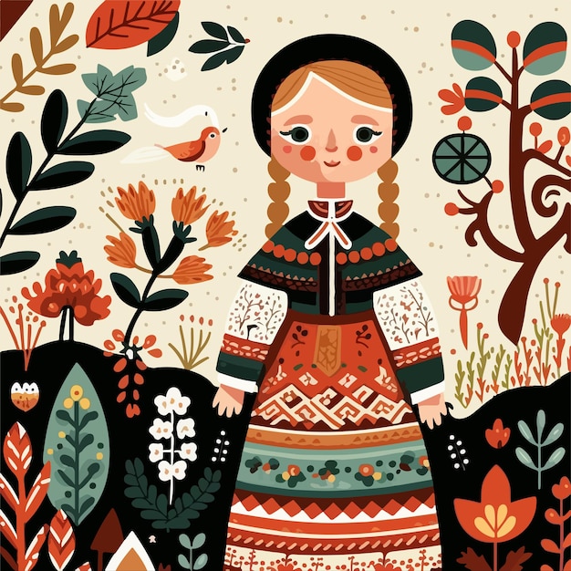 Whimsical Scandinavian Folk Art Characters