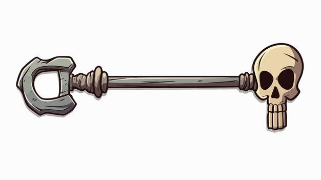 Vector whimsical skeleton key cartoon vector illustration