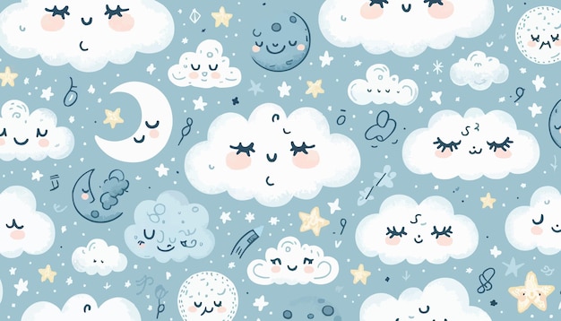 Whimsical sky with fluffy clouds