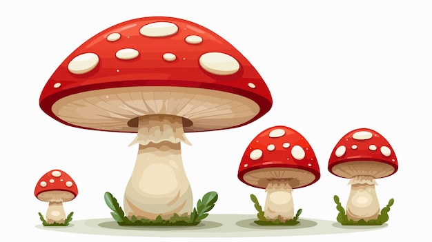 Whimsical Trio of VariousSized Mushrooms Vector Illustration