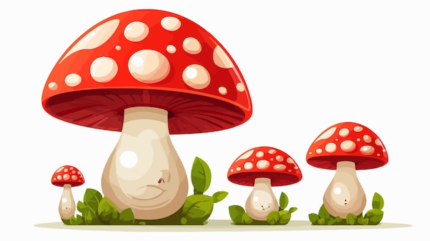 Whimsical Trio of VariousSized Mushrooms Vector Illustration