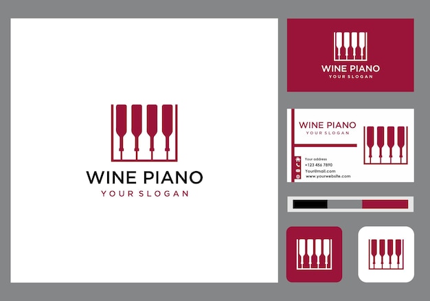 Whine piano logo and business card icon