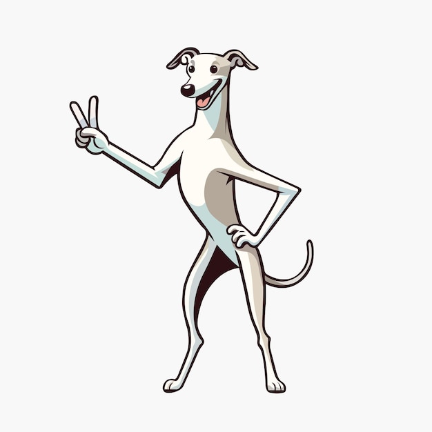 Whippet Dog Peace Gesture Illustration Vector