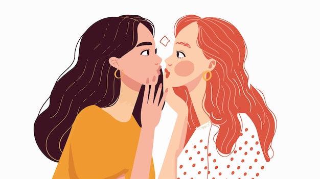 Vector whispering secrets gossip girls sharing confidential information