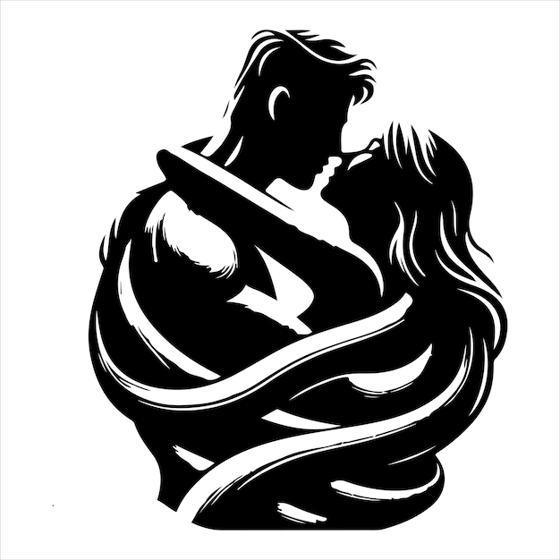 Vector whispers of love in the silhouette black color vector solide white colour background 65