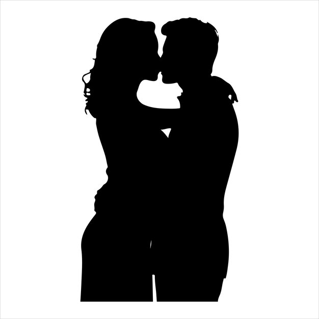 Vector whispers of love in the silhouette black color vector solide white colour background