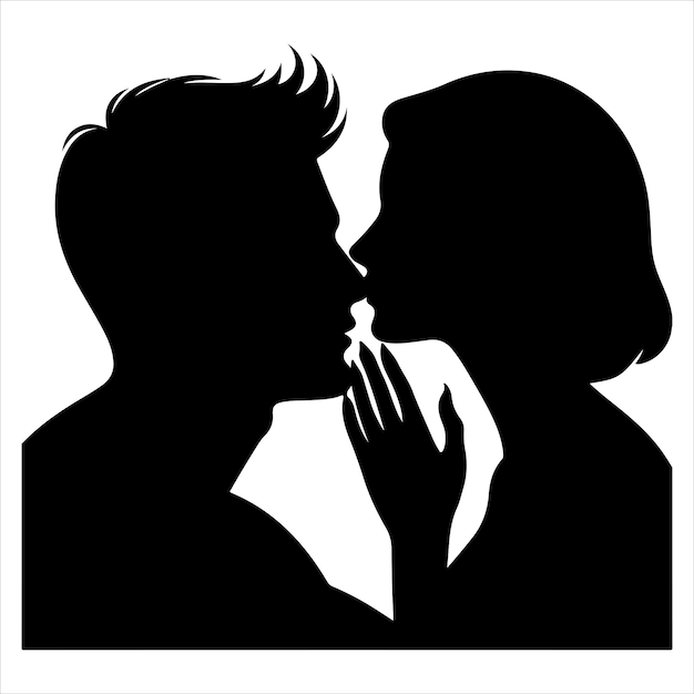 Vector whispers of love in the silhouette black color vector solide white colour background