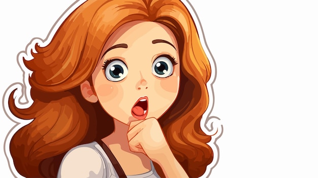 Vector whistling cartoon girl sticker vector illustration for projects