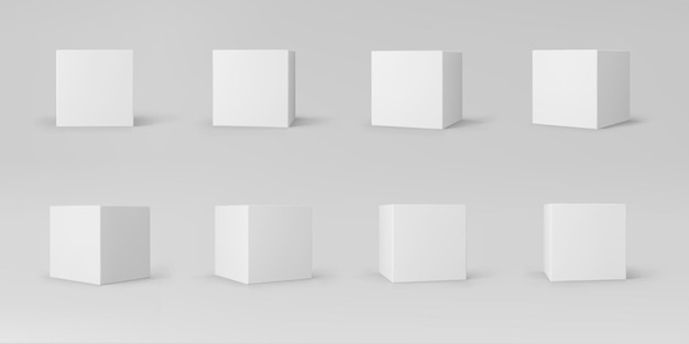 White 3d cubes set with perspective isolated