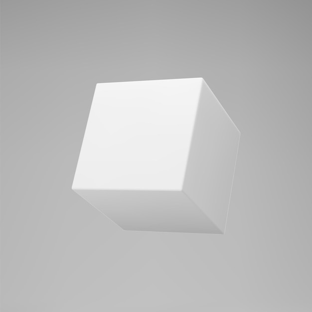 White 3d modeling cube with perspective isolated on grey