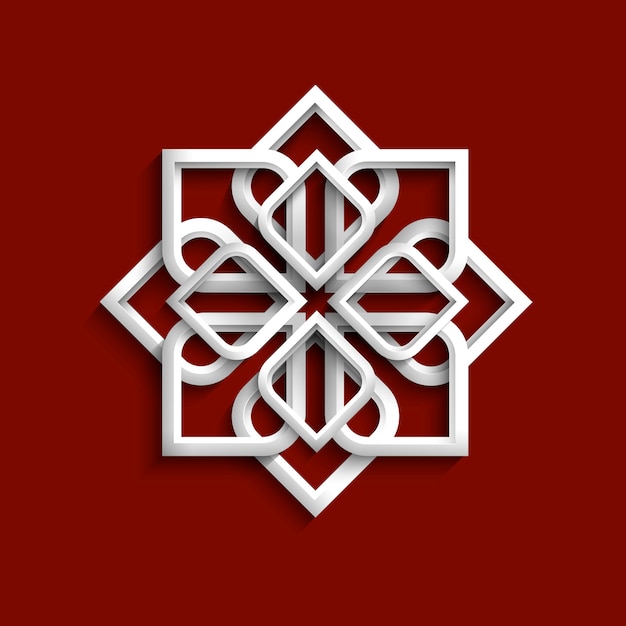 White 3d ornament in arabic style