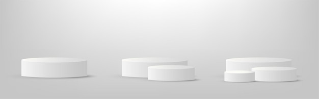 White 3D podium round platform stage empty realistic cylinder pedestal podium collection