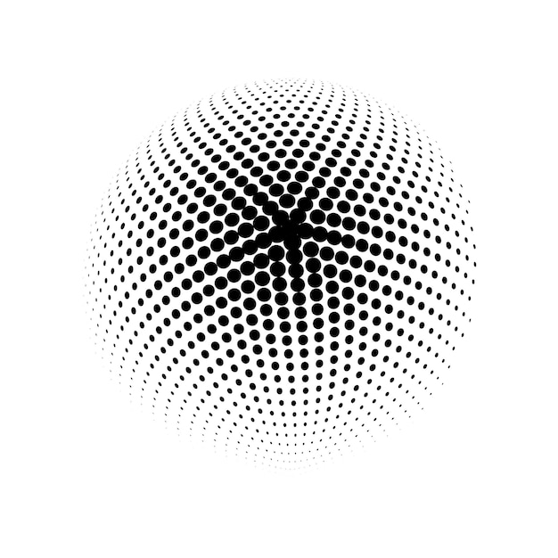 White 3D vector halftone sphere Halftone design elements Vector illustration