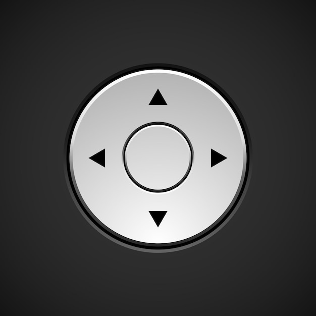 White abstract joystick button template with arrows on dark background