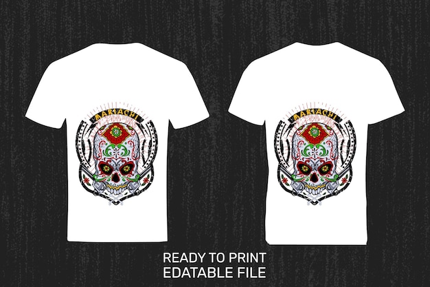 White adventure t shirt front and back mockup isolated on black background