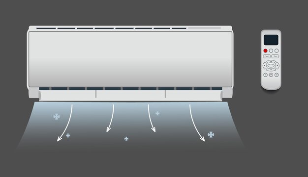 Vector white air conditioner isolated heating ventilation and air conditioning vector illustration in flat