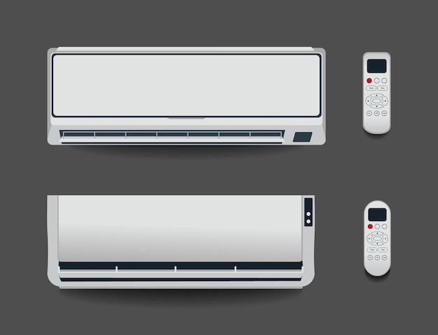 White air conditioner isolated Heating ventilation and air conditioning Vector illustration in flat