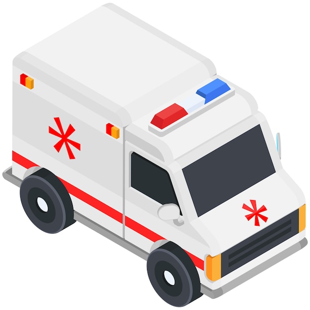 a white ambulance with red and blue lights on it