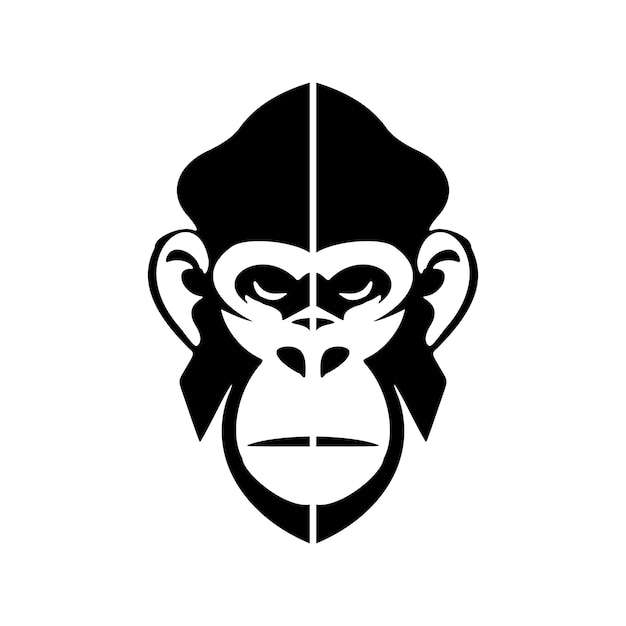 On a white backdrop an artistic black monkey vector logo