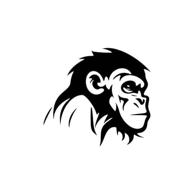 On a white backdrop an artistic black monkey vector logo