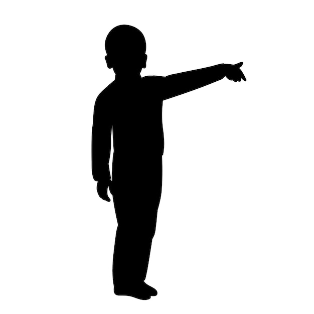 White background black silhouette of a boy