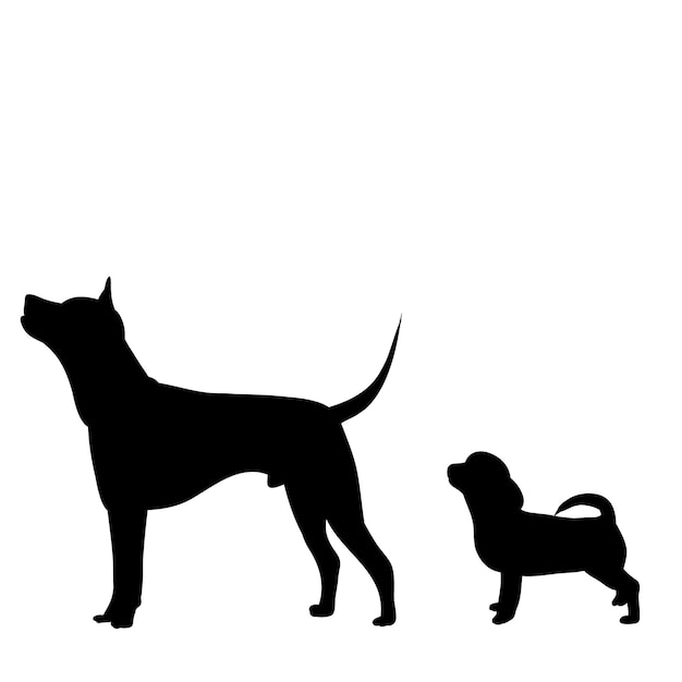 White background black silhouette of a dog stand