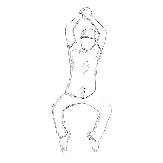 White background freehand sketch of a man dancing