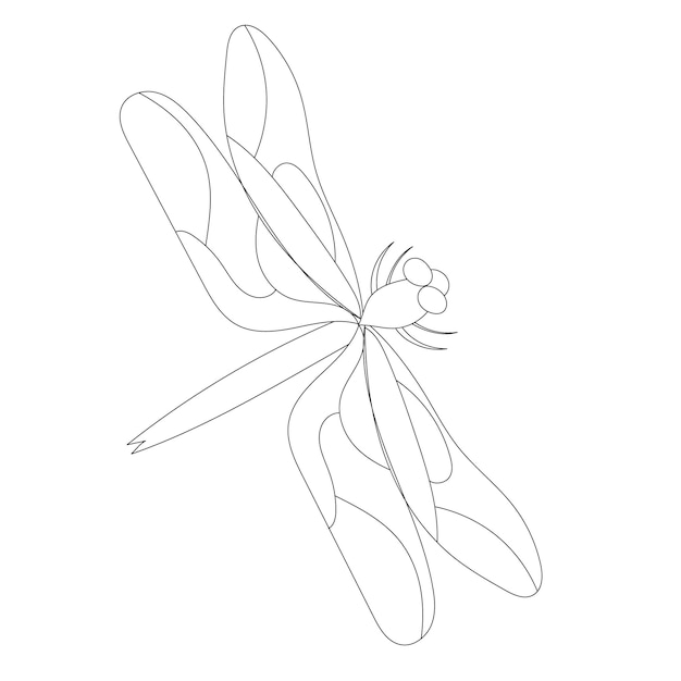 White background outline dragonfly insect icon