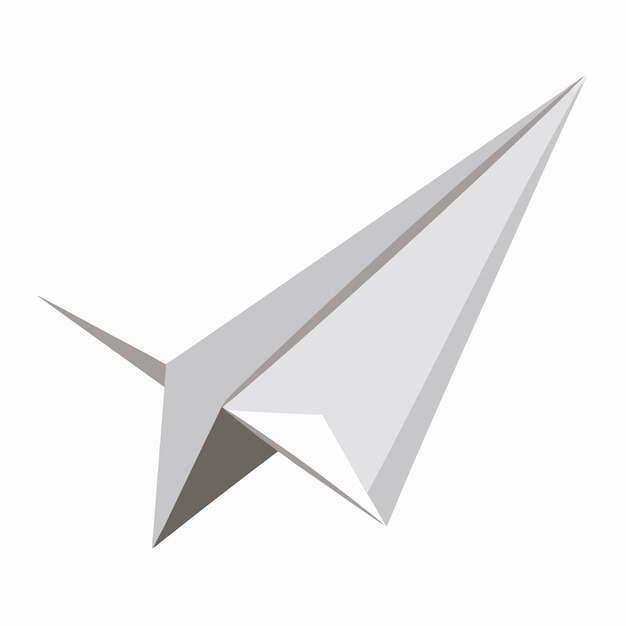 On a white background a realistic blue paper plane