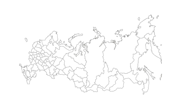 white background of Russia map with line art design