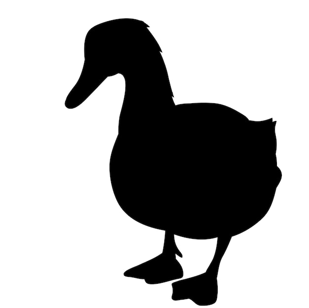 A white background silhouette of a goose